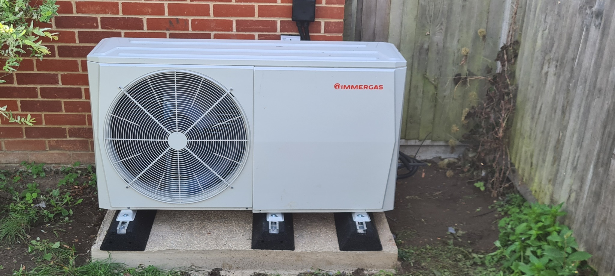 Air source heat pump installed outside a property